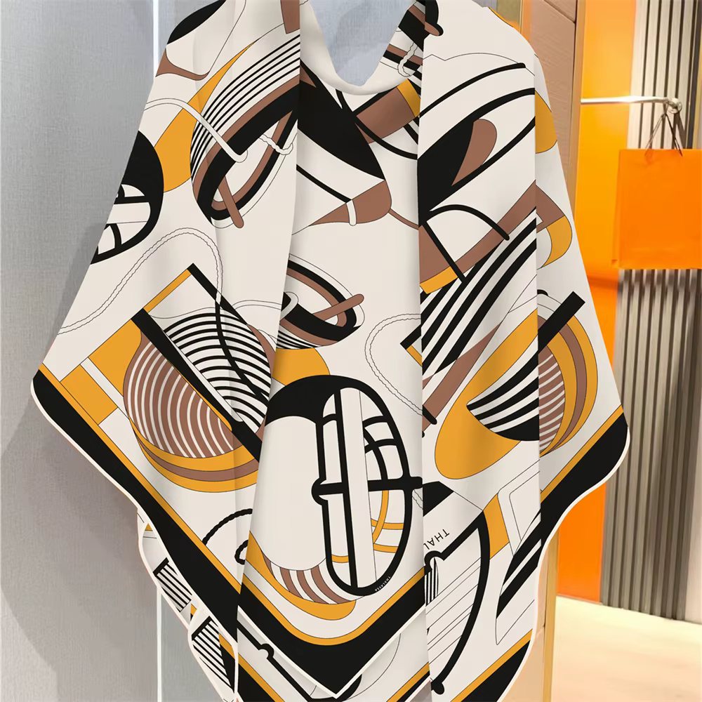 Foulard en cachemire de soie pour femmes, carré roulé à la main, grand Bandana de luxe, Hijab, Poncho 135CM