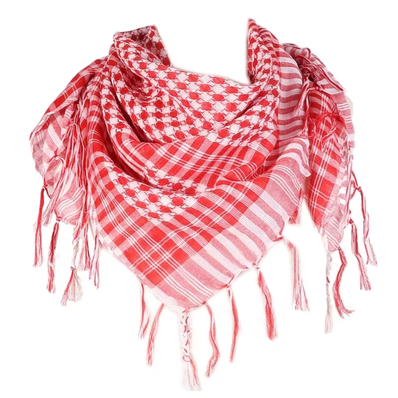 Ethnique Keffiyeh foulard à franges Arafat Hijab Shemagh écharpe arabe visage couverture anti-poussière bandeau musulman