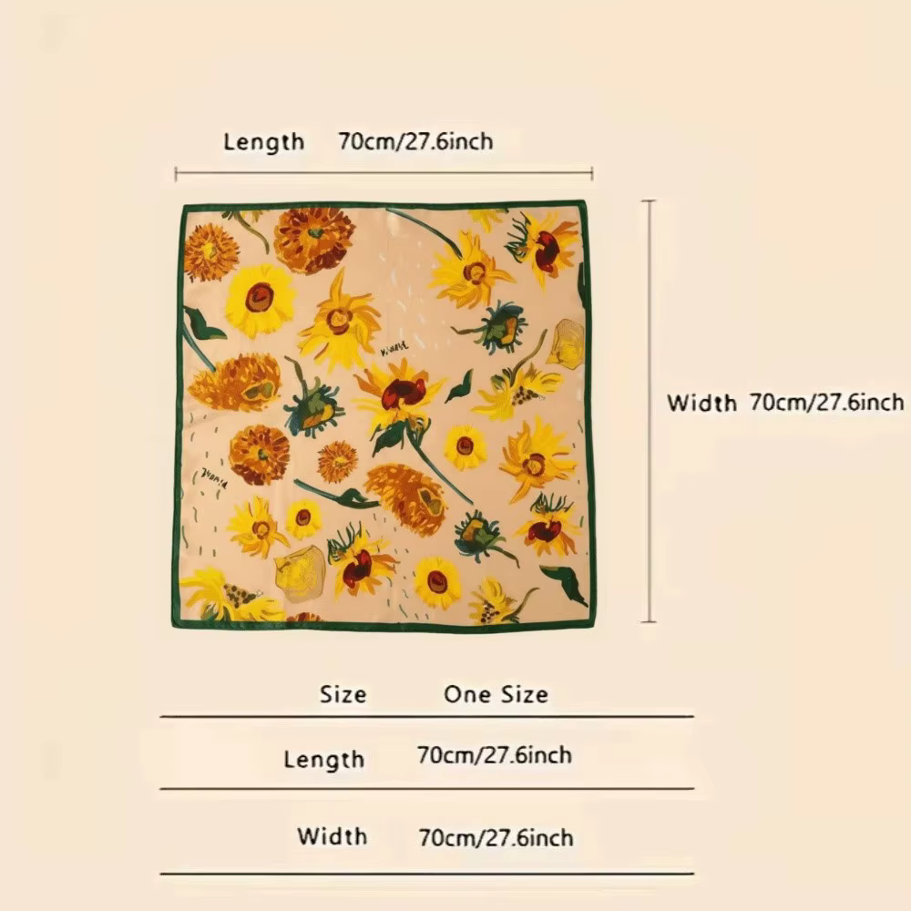 Écharpe en satin de soie doux à imprimé tournesols