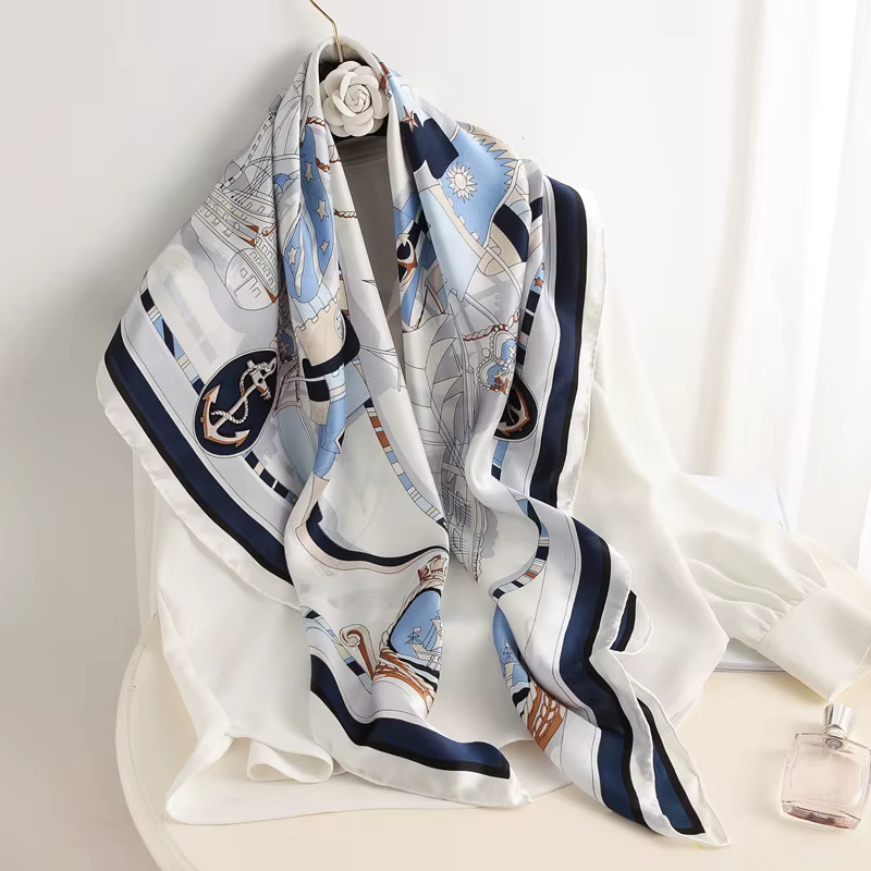 90*90 cm femmes carré Foulard en soie marque de luxe grand châle