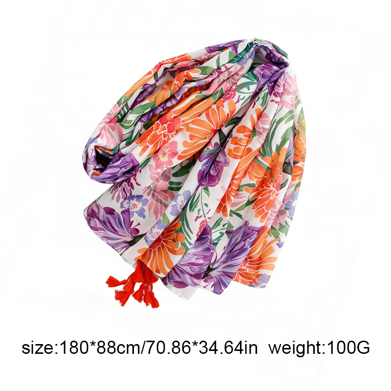 Écharpe longue pour femme à imprimé floral coloré