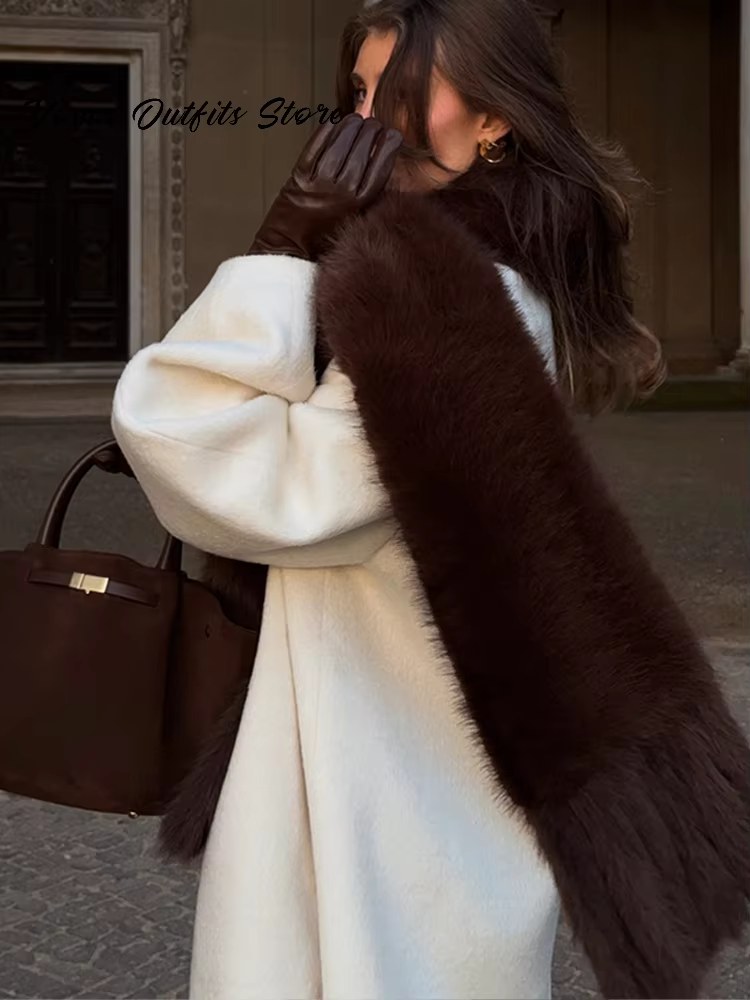 Élégant luxe fausse fourrure gland longue écharpe femmes solide chaud tout-match Chic