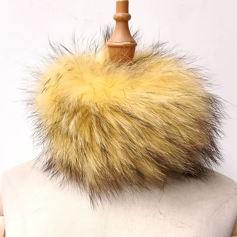 Véritable fourrure de raton laveur écharpe femmes tricoté hiver chaud foulards