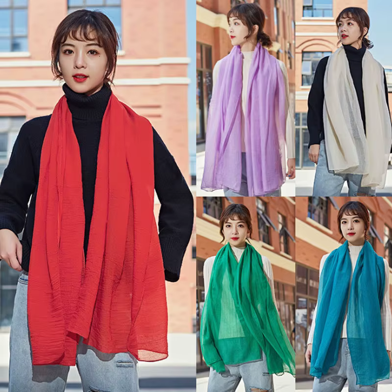 Mode coréenne écharpe femmes de luxe printemps hiver couleur unie Hijabs pour femme châles enveloppes Pashmina Bandana foulards cadeau de mariage