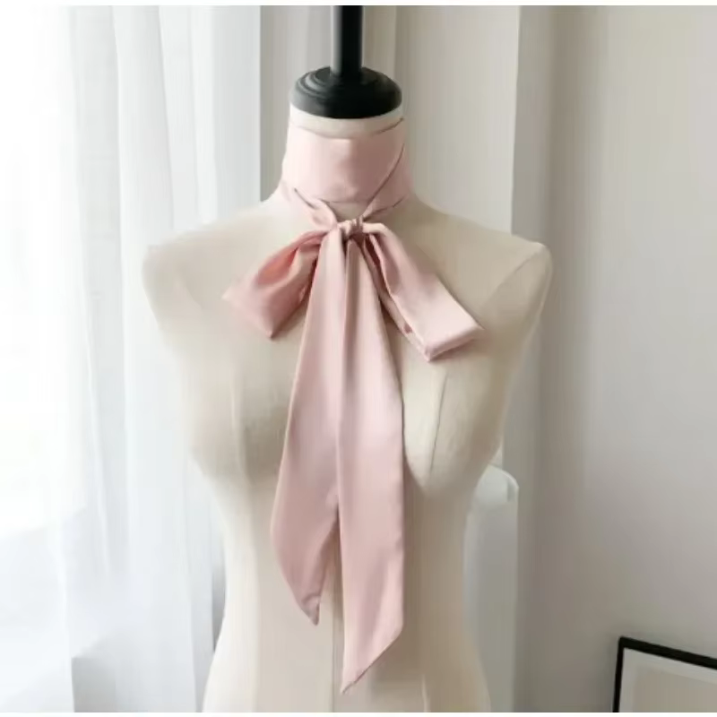 200*5 cm Satin soie étroite écharpe foulard solide cou foulards longue