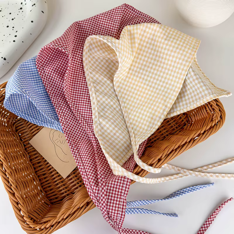 Foulard triangulaire rayé rustique pour femmes et jeunes filles