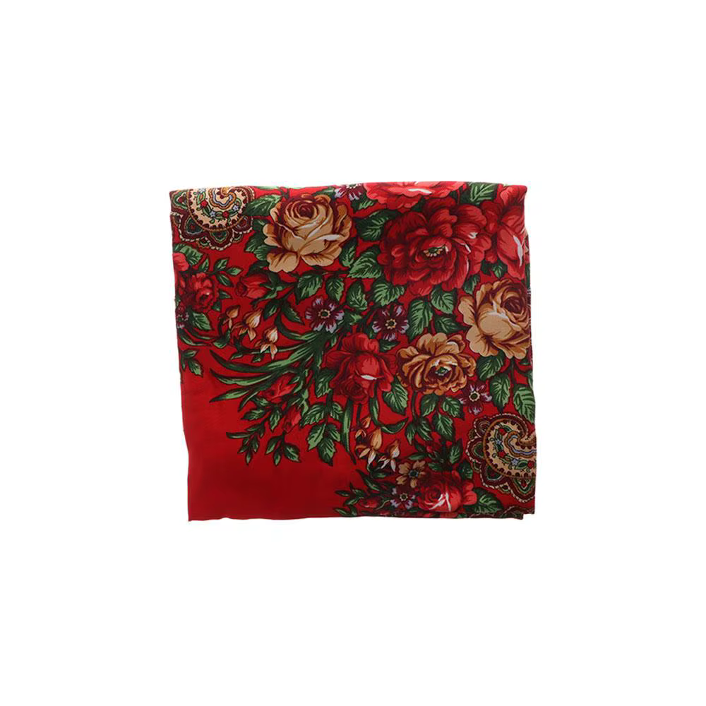 Écharpe carrée en coton vintage grande taille