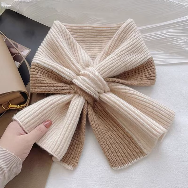Écharpe Élégante Croisée pour Femme, Style Coréen, Document d'Abonnés, Cache-Cou d'Hiver, à la Mode, Protection Chaude pour le Cou