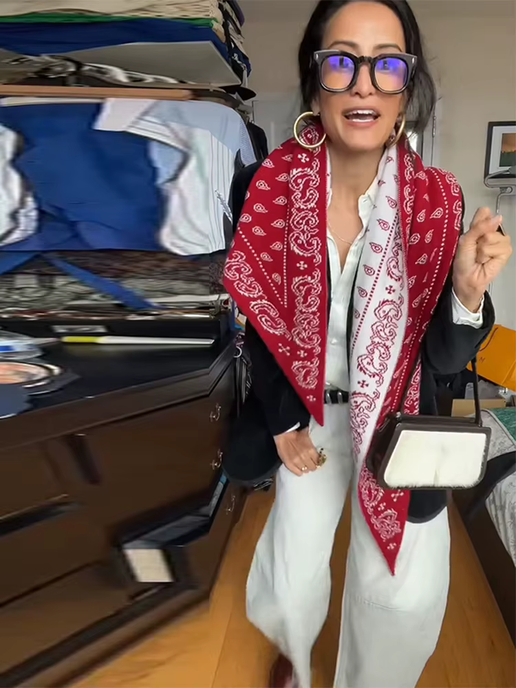 Écharpe Tricotée Réversible en Jacquard pour Femme