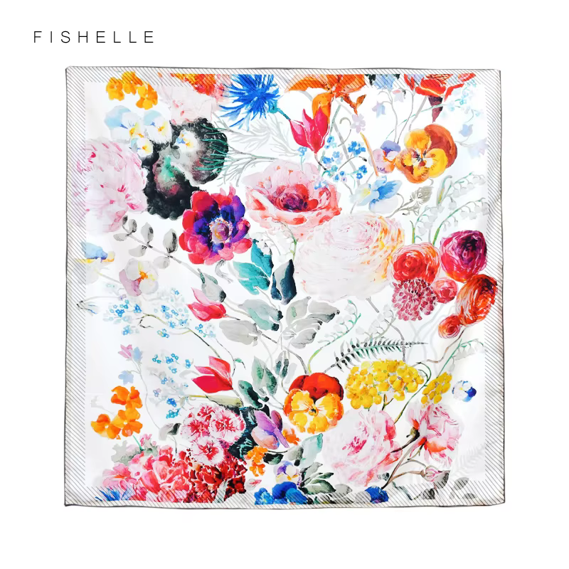 Foulard en sergé de soie véritable blanche