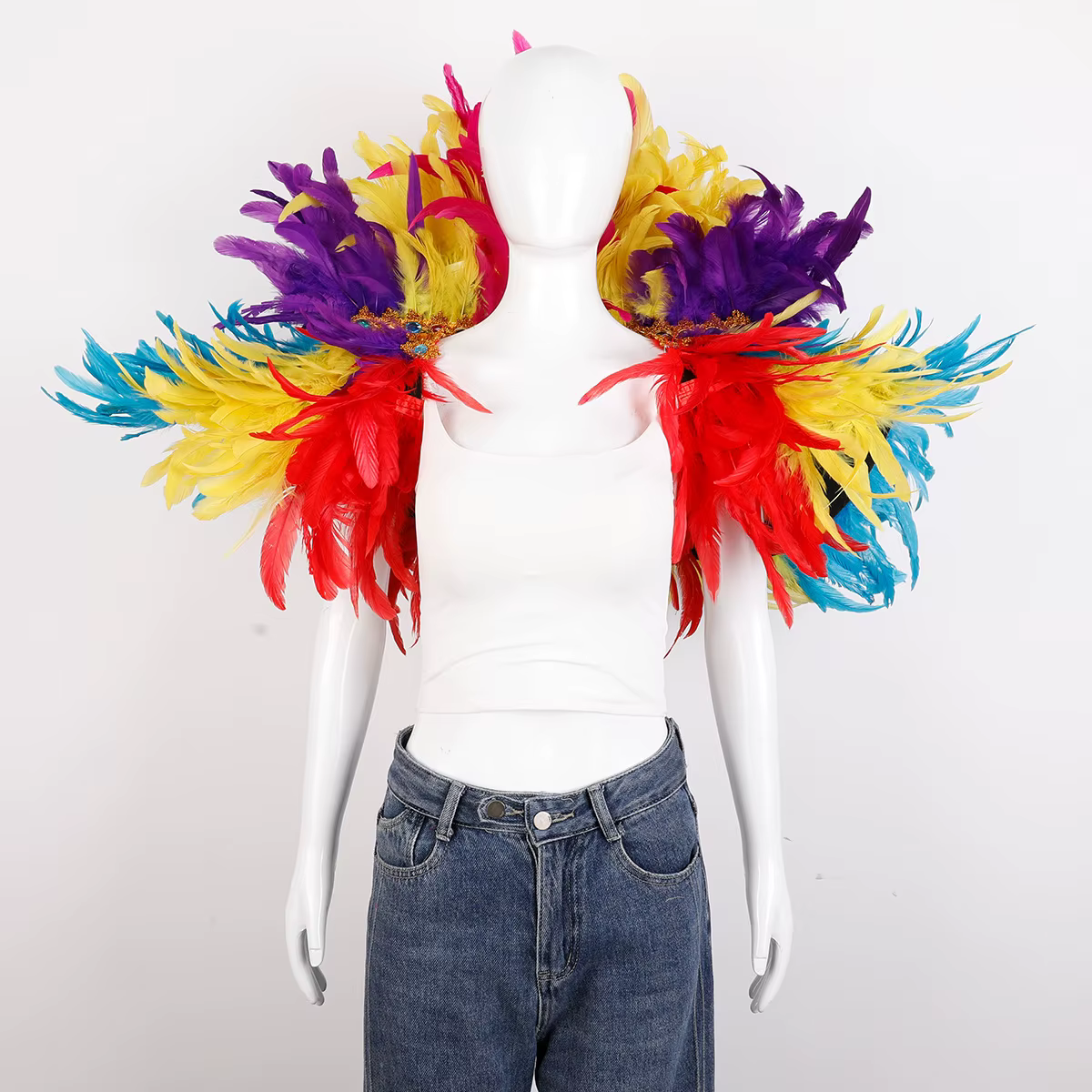Plume châle Halloween carnaval Costume piste Performance balle gilet écharpe cape fête