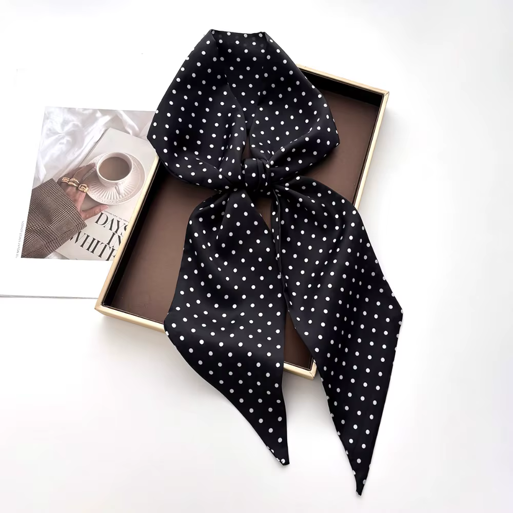 Écharpe longue imprimée pour femme, effet soie, foulard, bandeau, ruban, accessoire de mode féminin