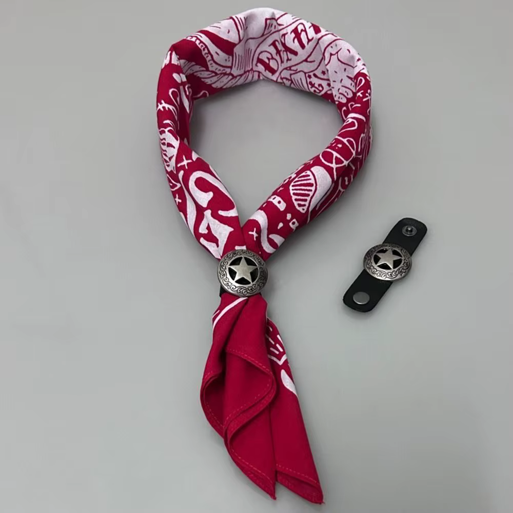 Foulard Bandana surdimensionné en coton, Style occidental, Hip Hop, avec boucle florale, pour le cou et le poignet