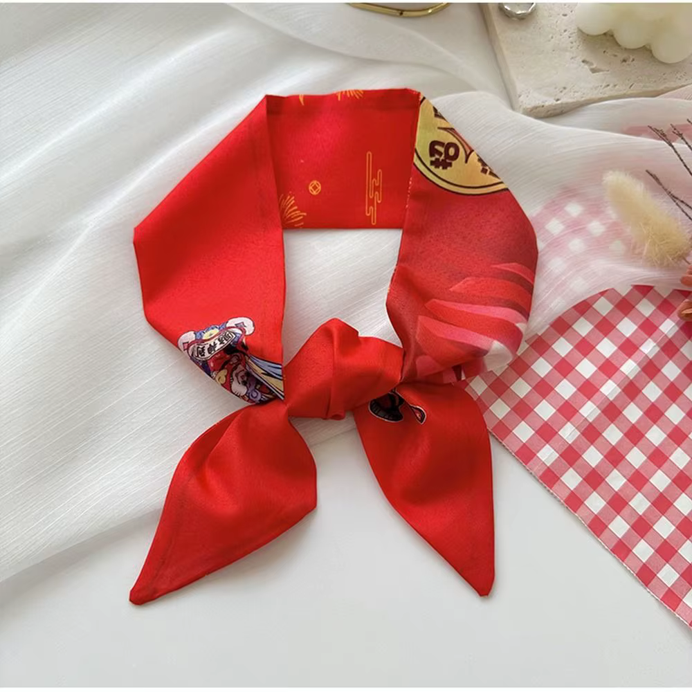 Motif Dragon nouvel an foulard en soie rouge foulards