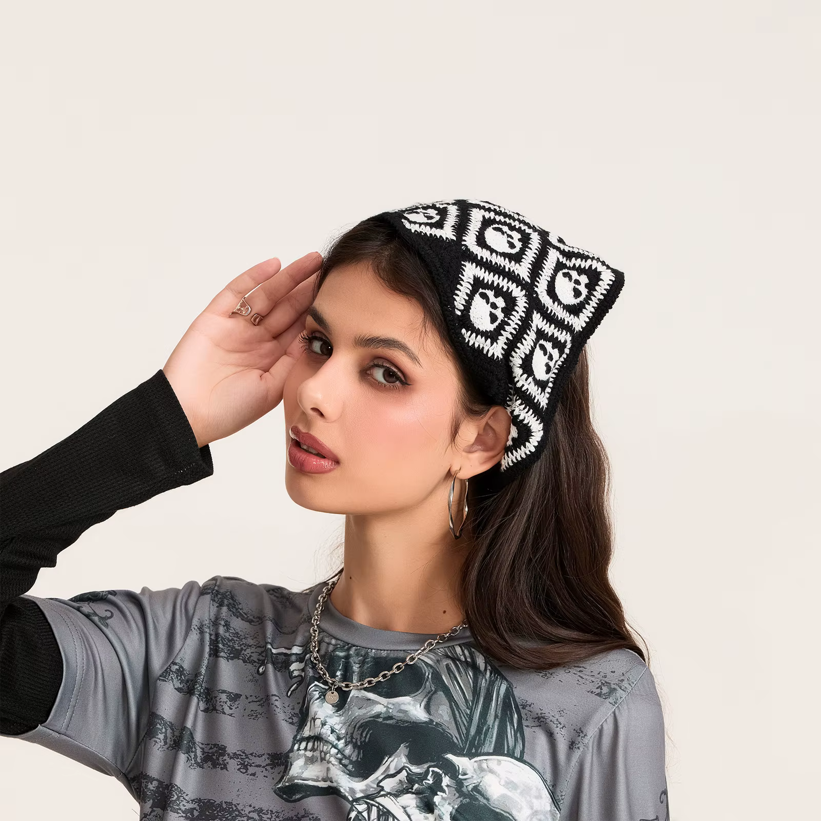 Foulard de tête en tricot au crochet pour femme