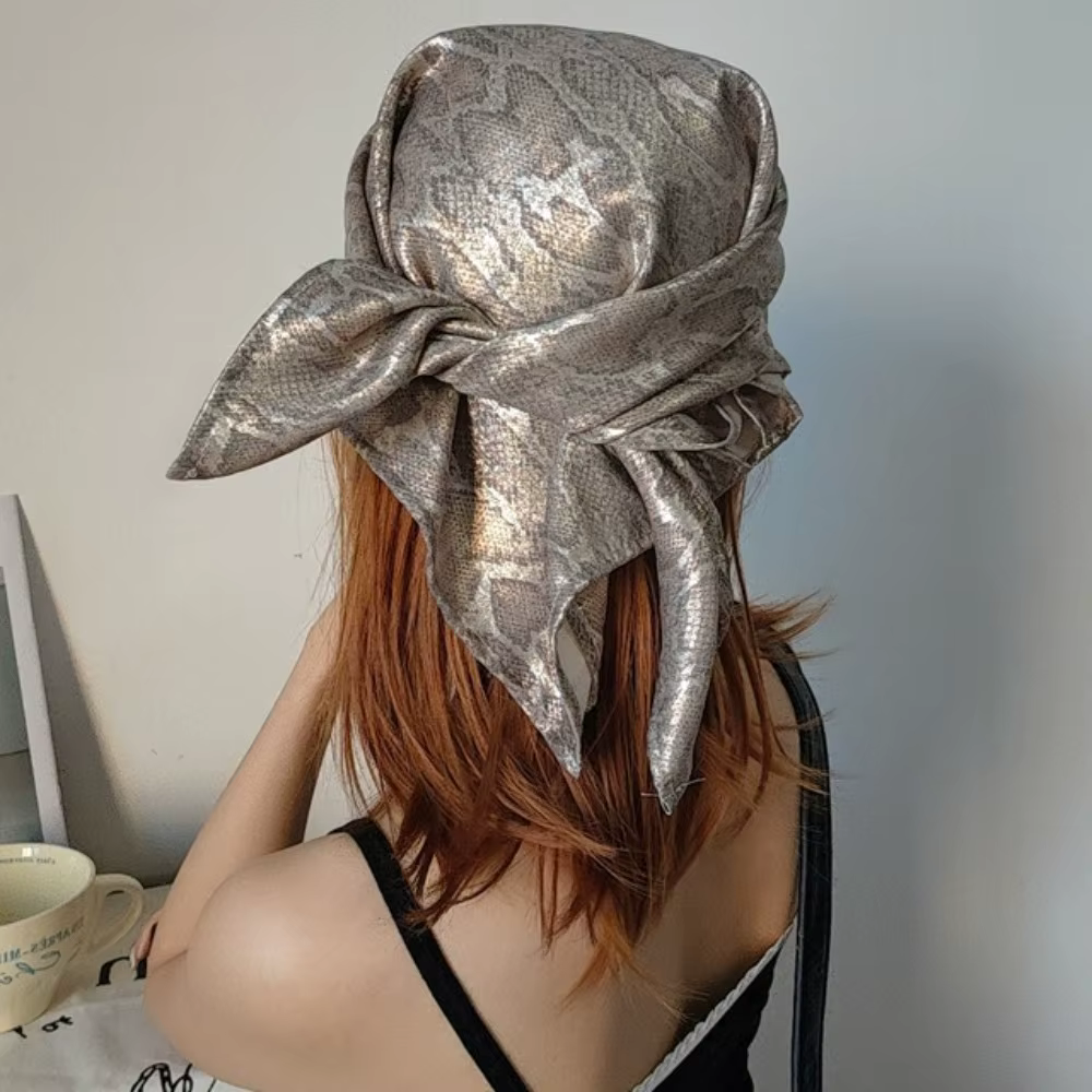 Mode Y2K serpent imprimé cheveux écharpe doux carré Serpentine bandeau Hip Hop Turban