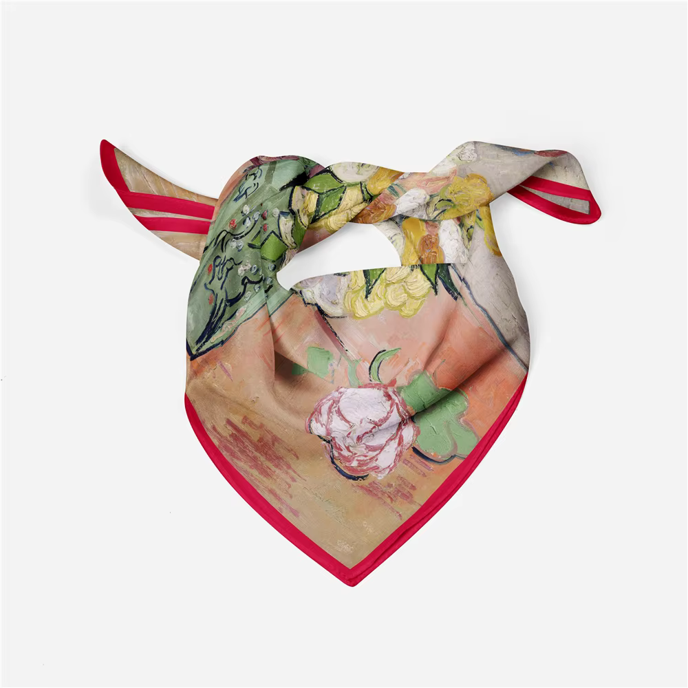 Célèbre peinture à l'huile femmes écharpe enveloppes sergé 100% foulard en soie 53 cm foulards carrés mode foulard Hijab foulard Bandana nouveau