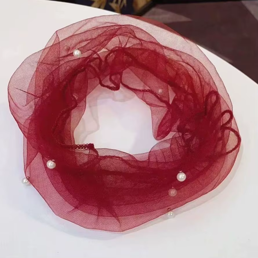 Écharpe en dentelle perlée pour femmes avec maille printemps-été pour la protection du cou