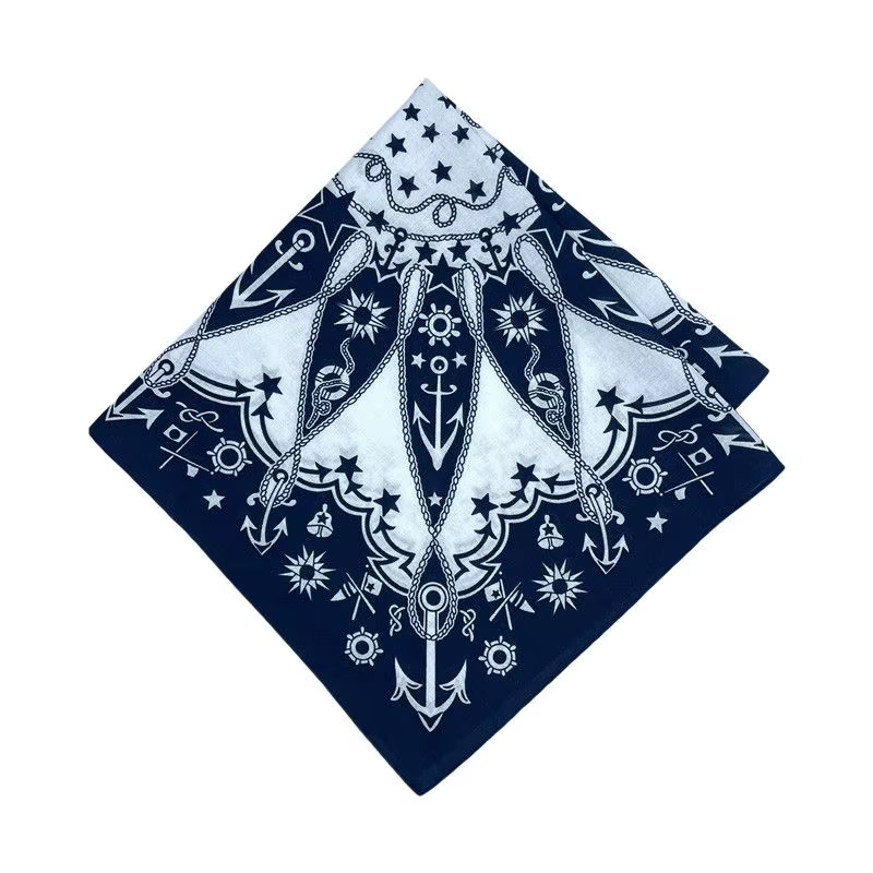 Bleu marine haute qualité Hip Hop coton carré écharpe hommes voilier nautique Bandana