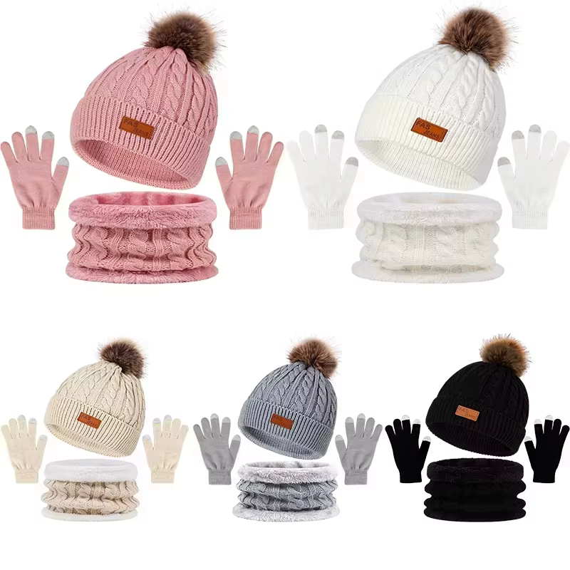 Ensemble de gants écharpe et chapeau pour femmes