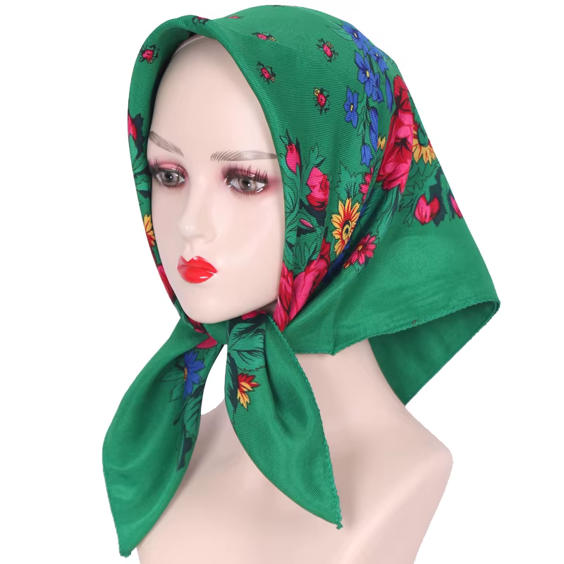 70*70 cm Hijabs pour femme luxe carré rétro imprimé fleuri Foulard tête enveloppement Babushka