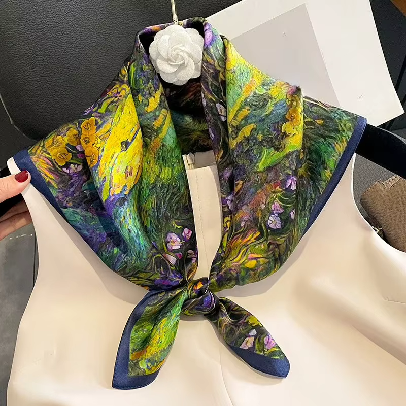 Écharpe à imprimé floral de peinture à l'huile pour femmes