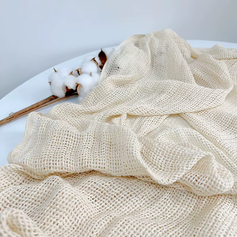 Écharpe mixte en coton de soie creuse Beige