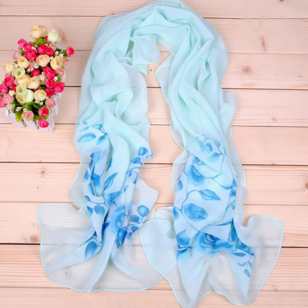 Écharpe en mousseline de soie à motif de branche Rose