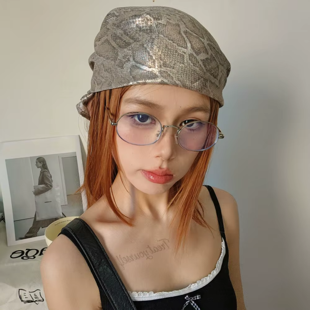 Mode Y2K serpent imprimé cheveux écharpe doux carré Serpentine bandeau Hip Hop Turban