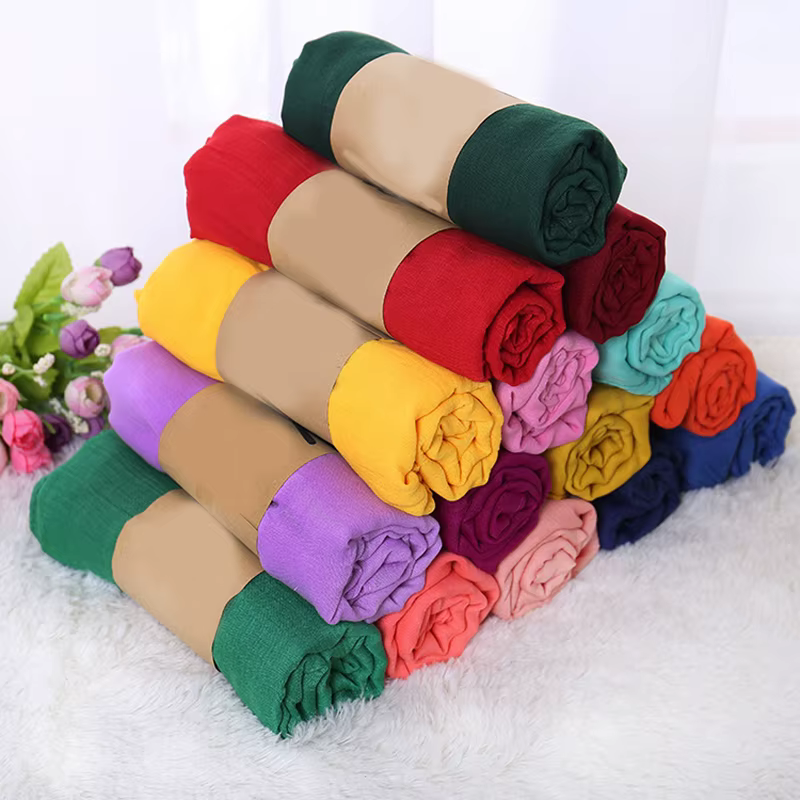 Femmes coton couleur unie écharpe été printemps châles et enveloppes Pashmina plage longue