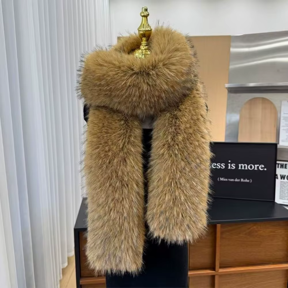 Écharpe longue en fausse fourrure pour femme