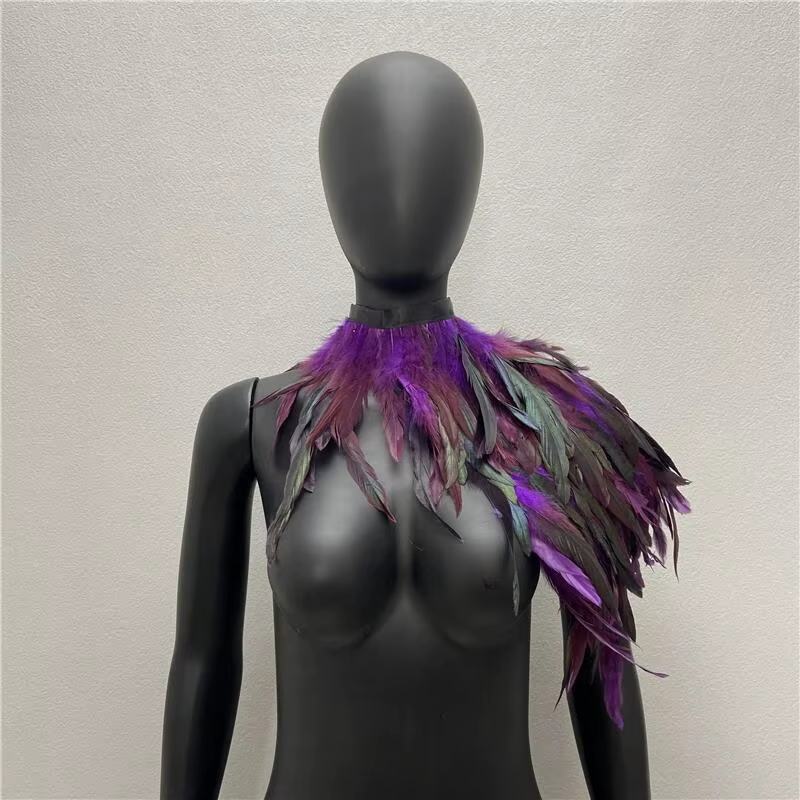 Une épaule plume luxe écharpe femmes Snood Style gothique