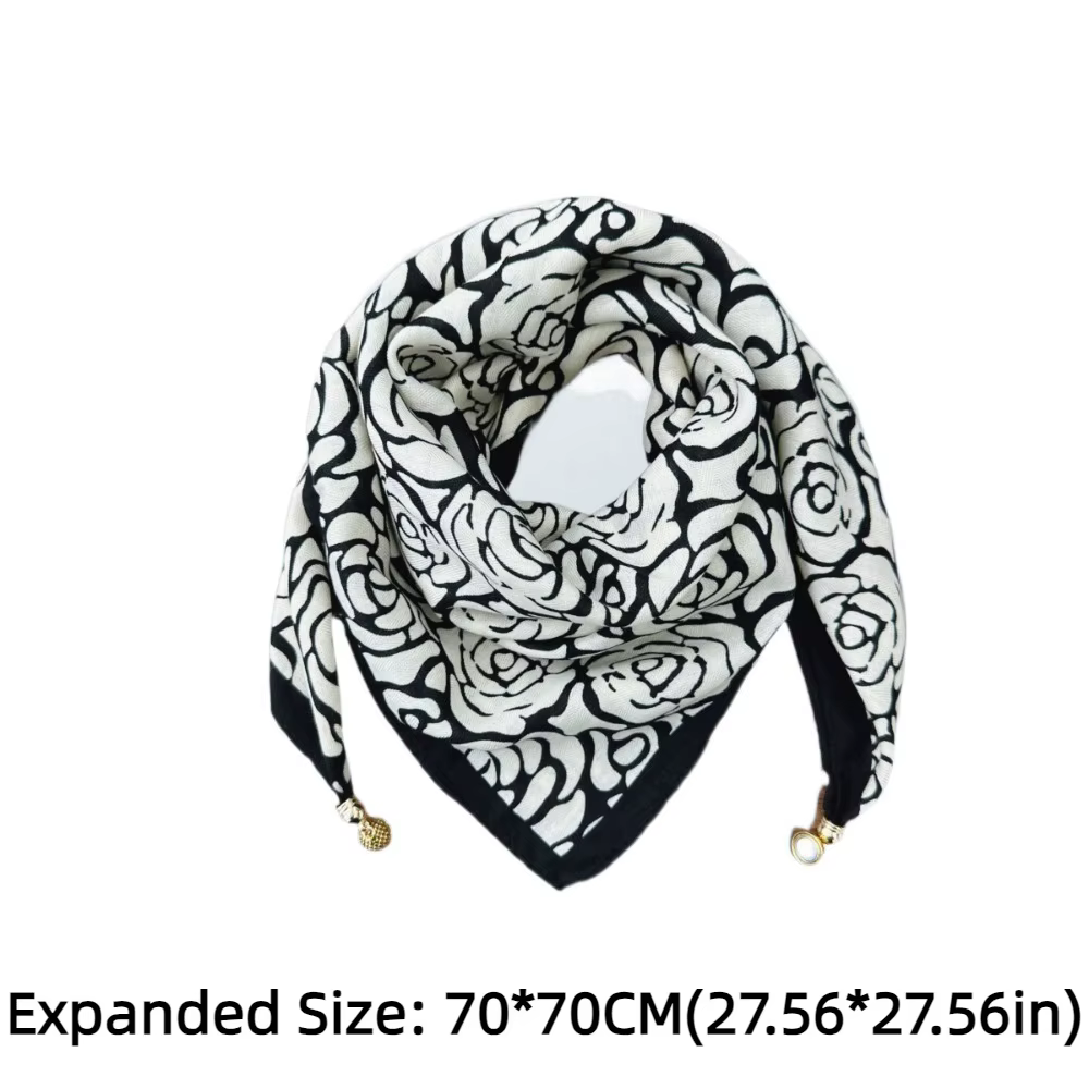 Écharpe carrée en satin de style vintage pour femme