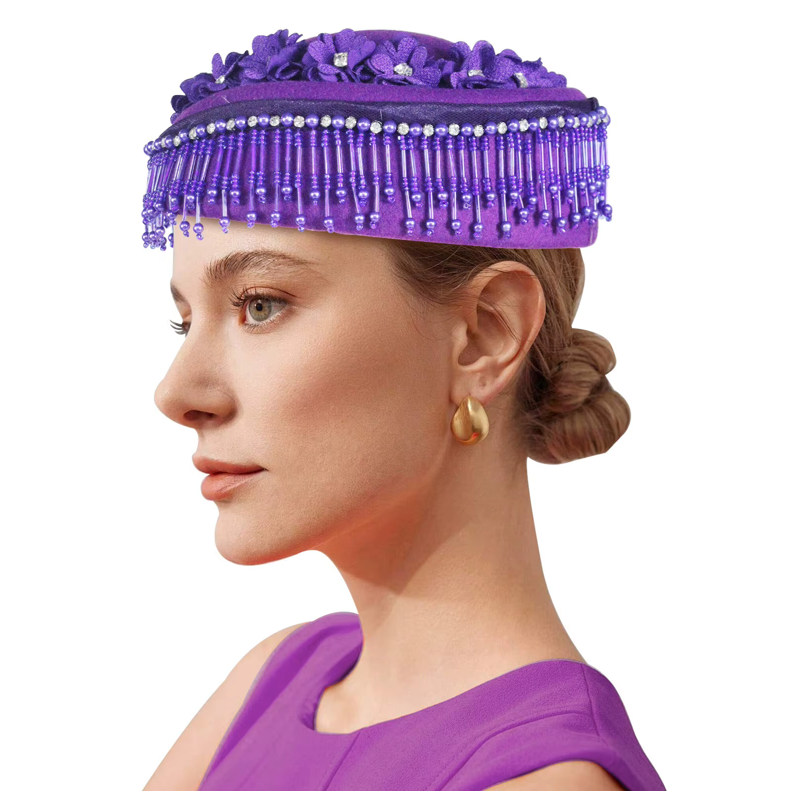 Chapeau Turban en feutre Vintage pour femmes