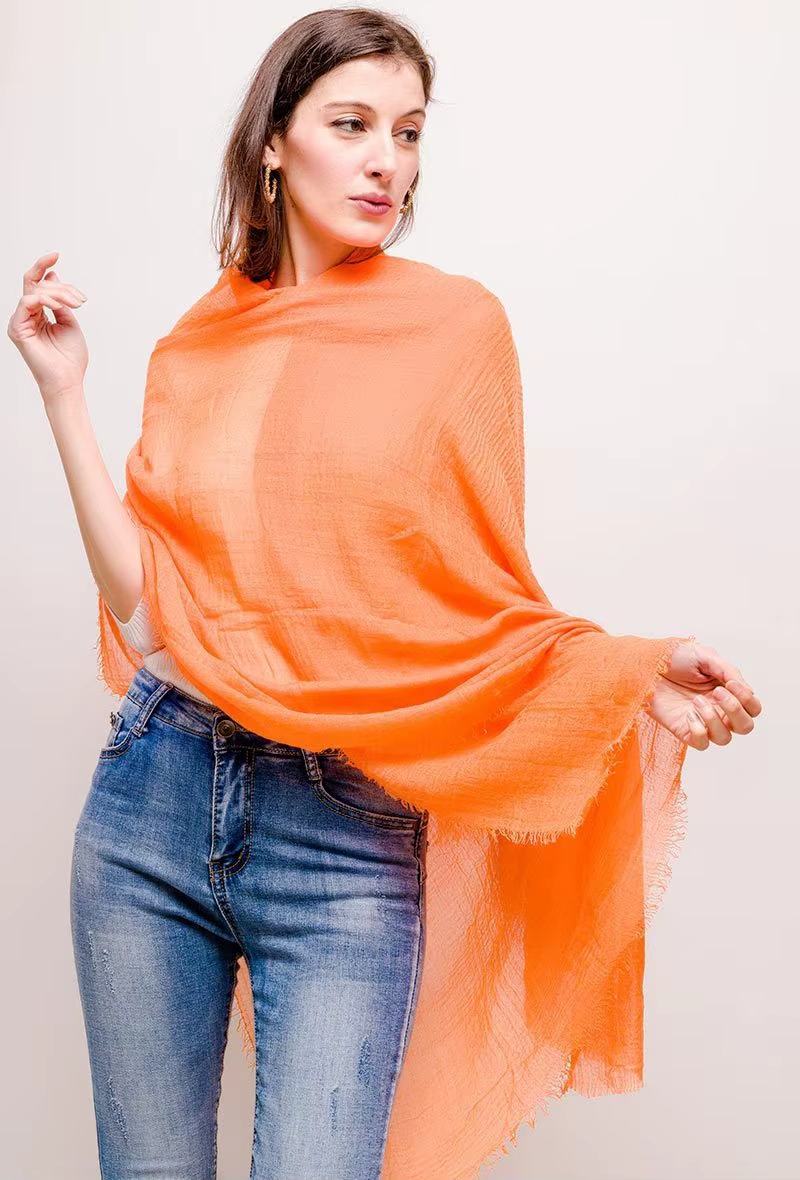Écharpe Néon aux Couleurs Passionnantes, Turban Uni Effet Bulle, Foulard Plissé pour Femme, Voile Ondulé, Châle Irisé, Écharpe de Soirée