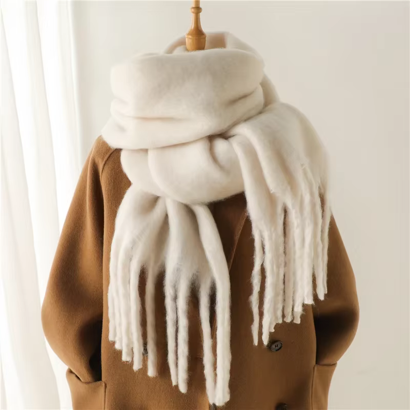 Écharpe d'hiver pour femmes cachemire chaud solide Pashmina couverture enveloppes femme épais doux Bufanda grand gland