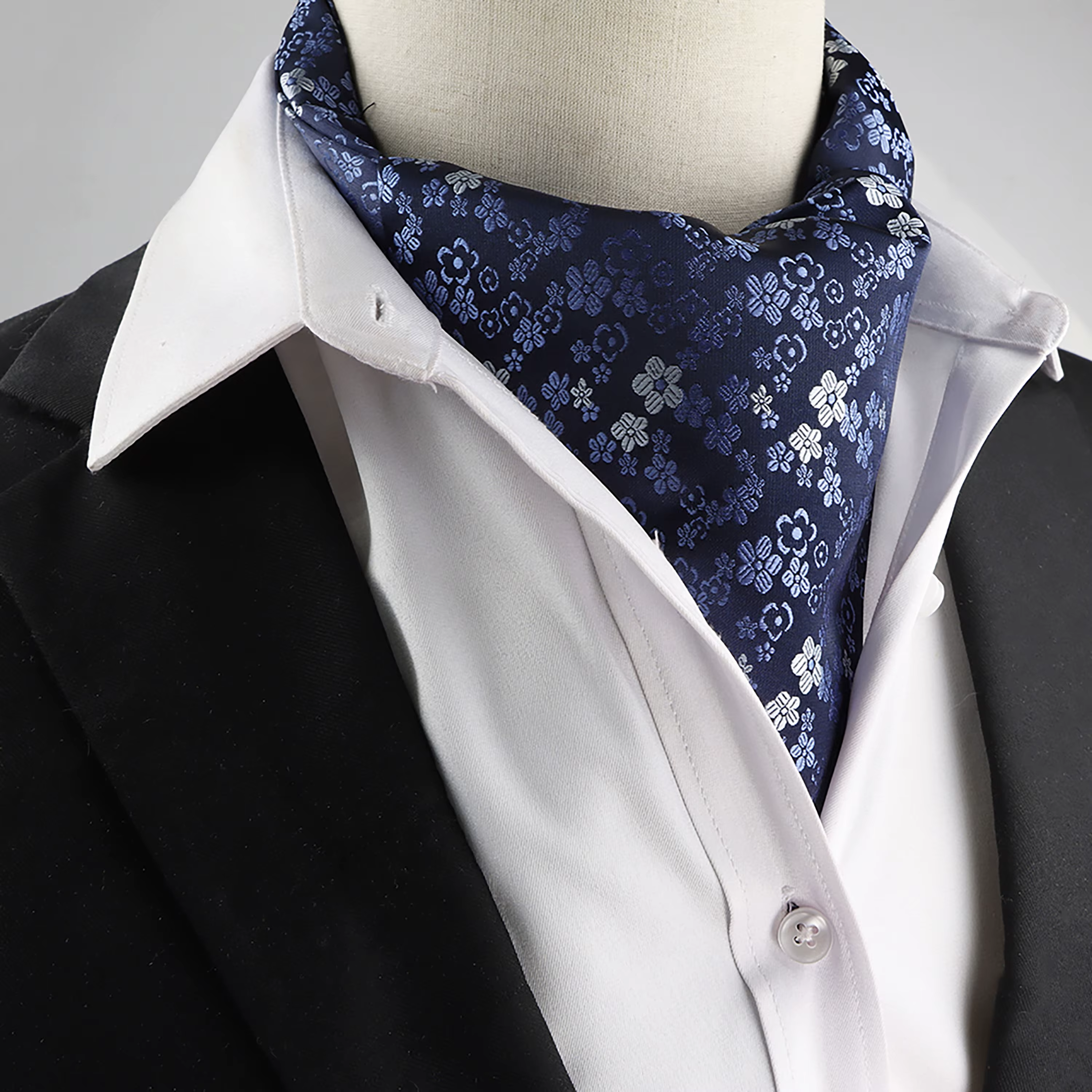 Nouveau Design hommes Ascot écharpe cravate mode Paisley Floral bleu vert