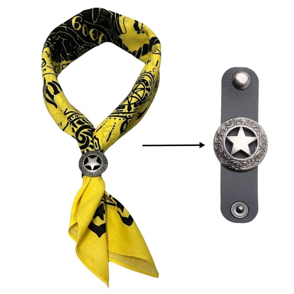 Foulard Bandana surdimensionné en coton, Style occidental, Hip Hop, avec boucle florale, pour le cou et le poignet