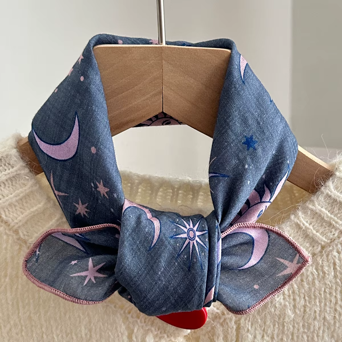 1 morceau de foulard carré imprimé soleil étoile et lune de style bohème pour femme avec tissu élastique respirant et