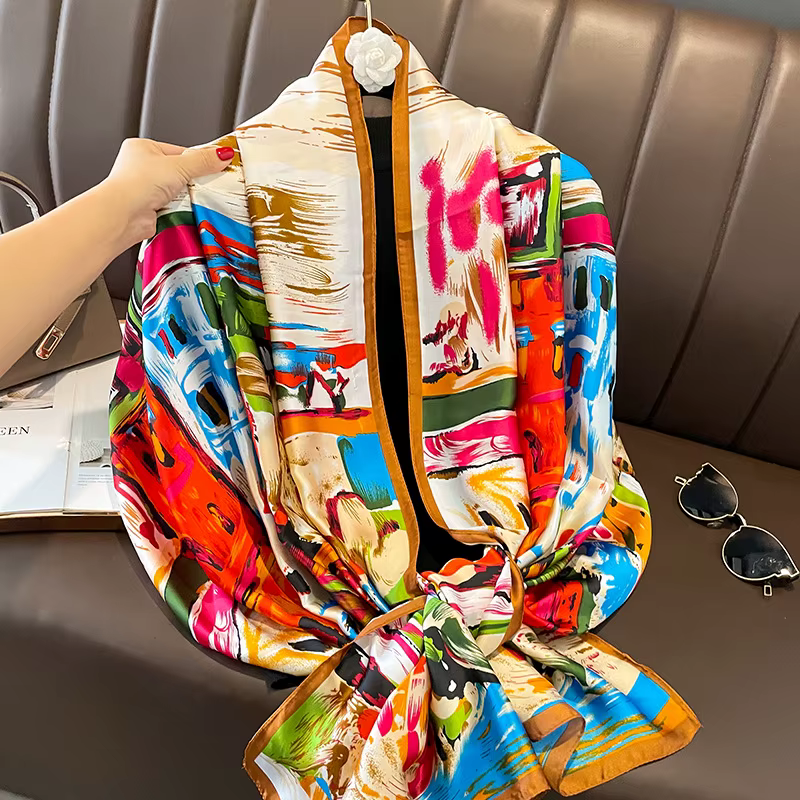 Écharpe de Luxe à Motif Floral pour Femme