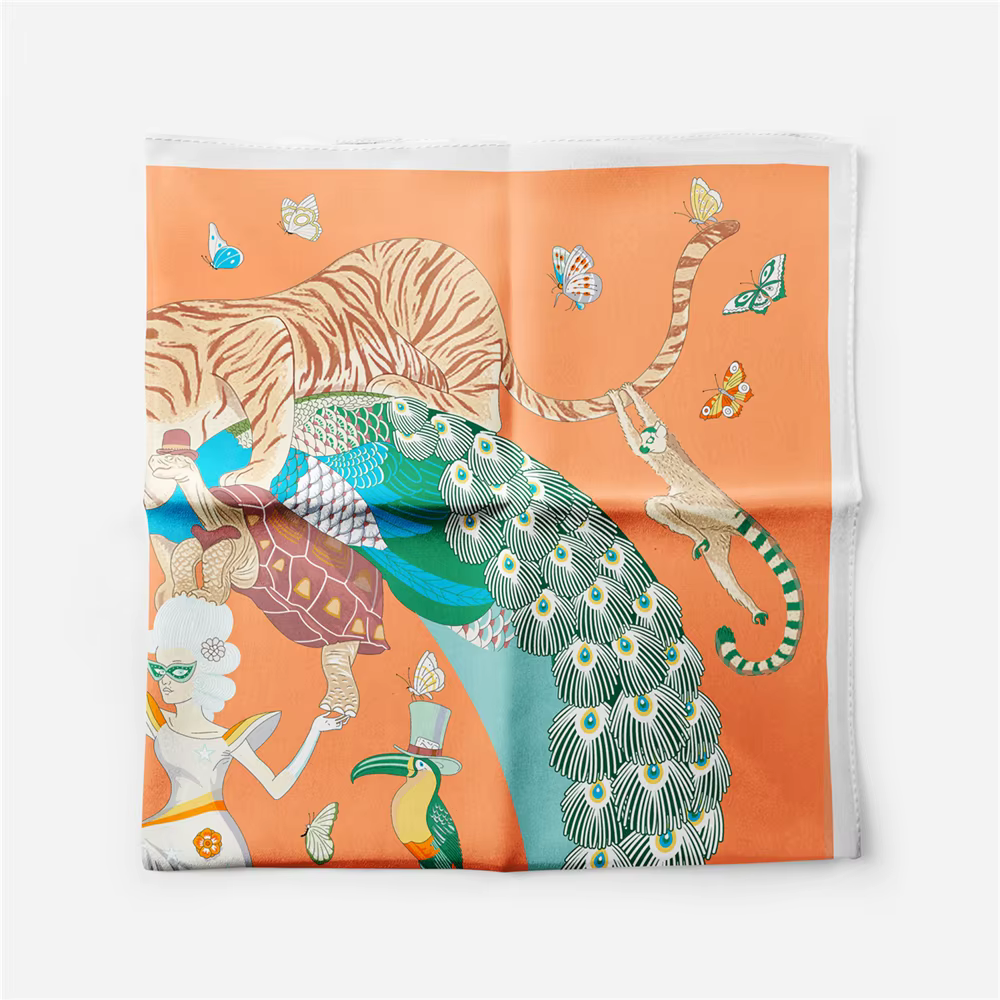 Foulard carré en sergé pour femme, petit hijab, 53cm