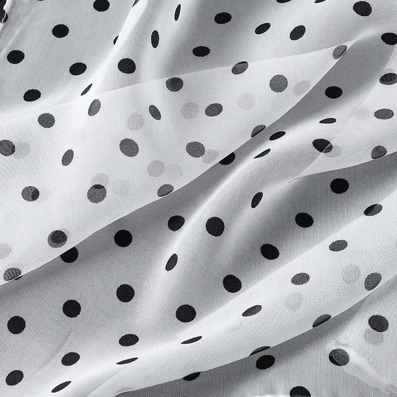 Écharpe en mousseline de soie imprimée à pois pour femmes