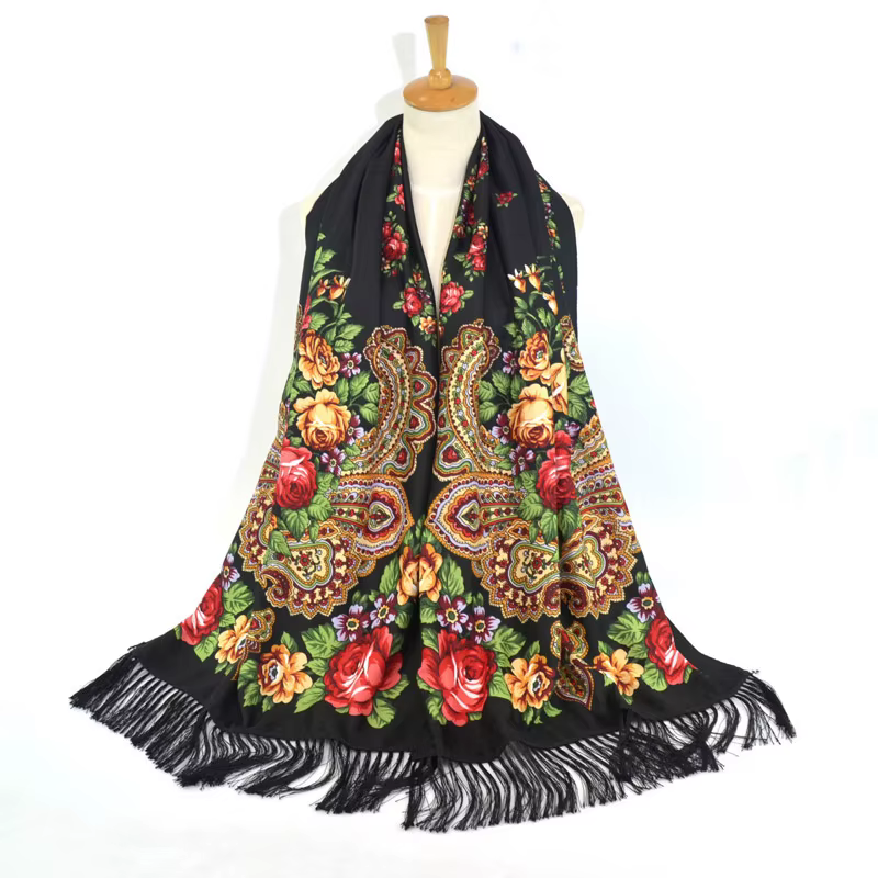 Foulard de Luxe Russe à Imprimé Floral
