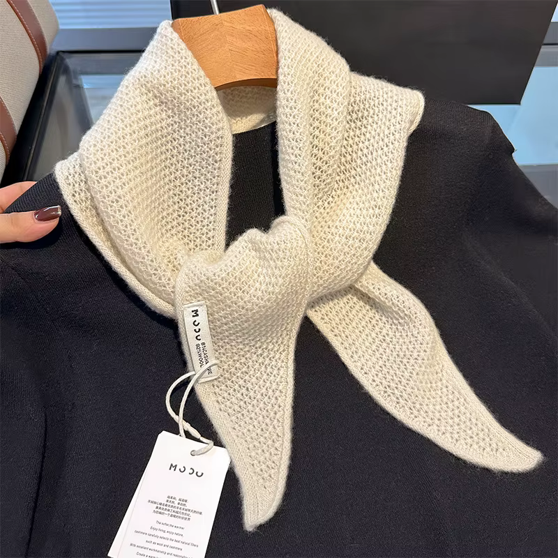 Écharpe tricotée 92% laine pour femme, écharpe chaude d'hiver, couleur unie brillante, châle épais, Triangle doux, col Pashmina, nouvelle collection 2025