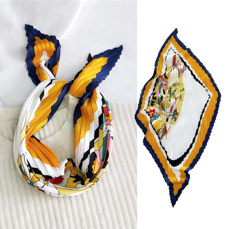 2025 TOP plissé carré foulard en soie châle pour femmes Satin