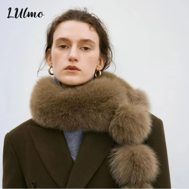 Longue fausse fourrure de renard écharpe femmes hiver chaud doux