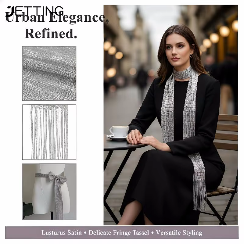 Écharpe en tissu à franges et pompons