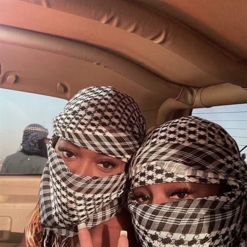 Ethnique Keffiyeh foulard à franges Arafat Hijab Shemagh écharpe arabe visage couverture anti-poussière bandeau musulman
