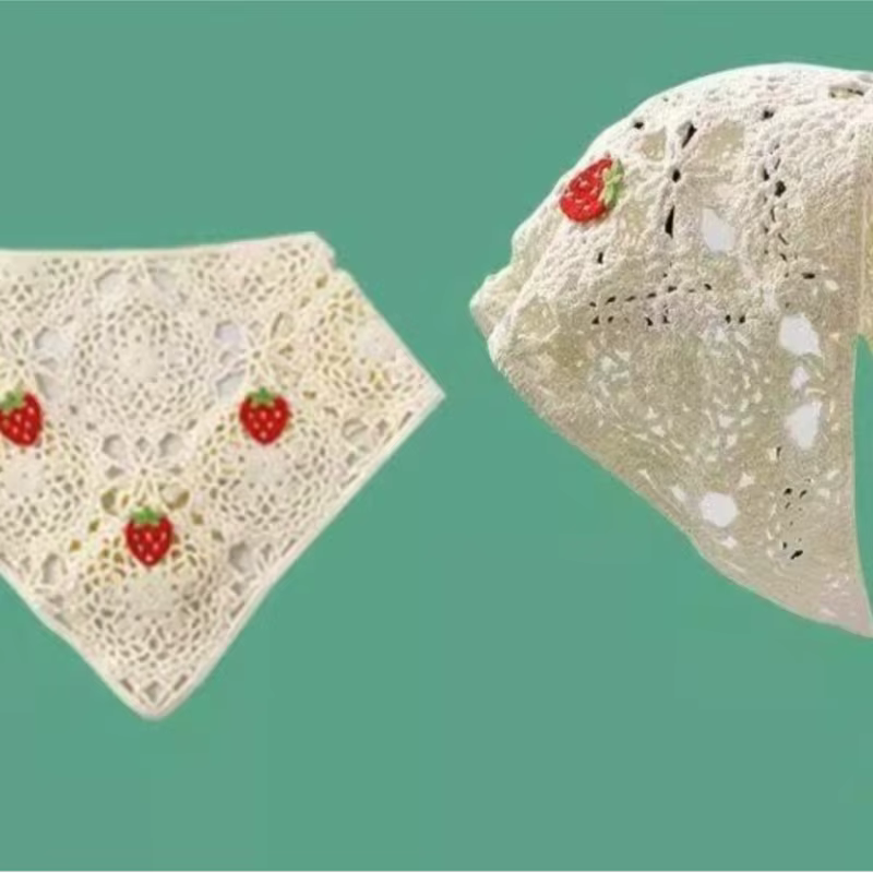 Foulard femme Dopamine menthe française Style Mambo bord de mer Photo fille bandeau tricoté fleur triangulaire
