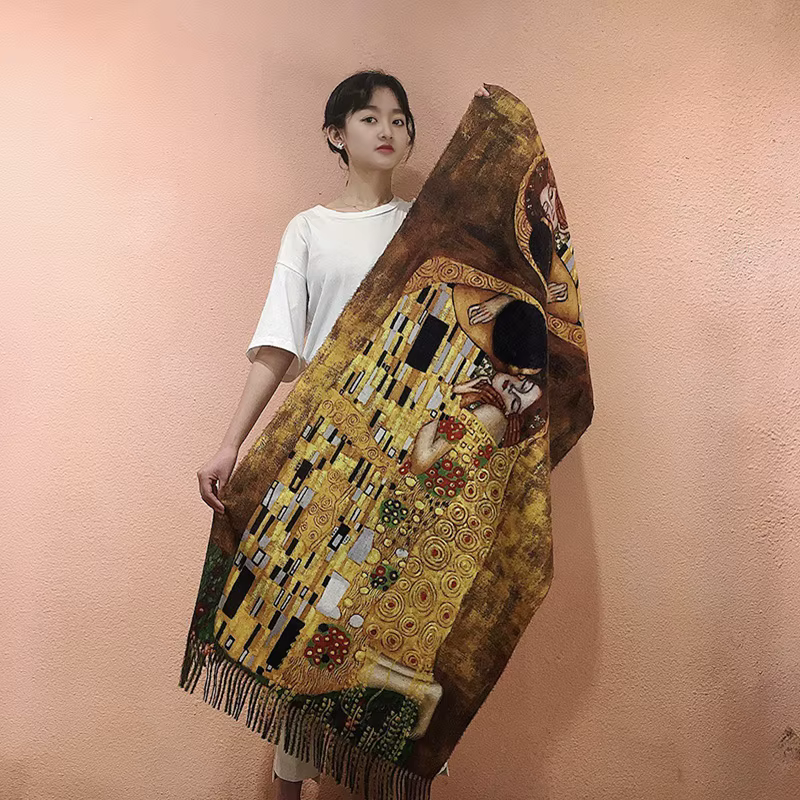 Gustav Klimt peinture à l'huile Foulard en soie pour femmes marque de luxe châle
